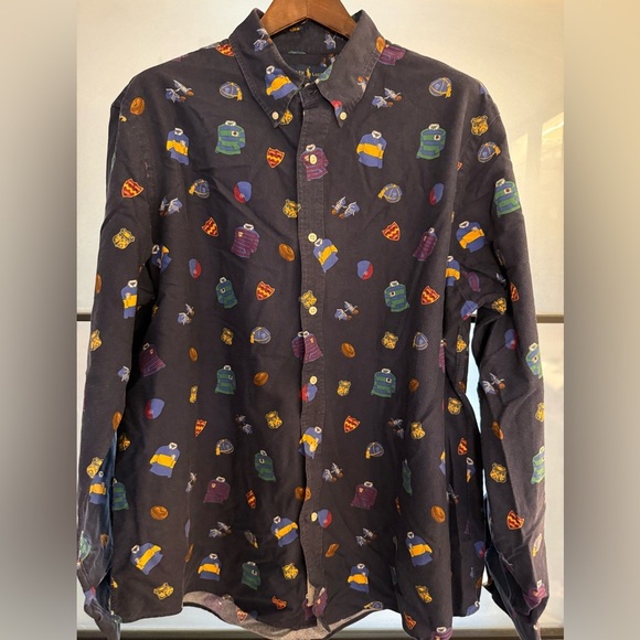 Polo Ralph Lauren AOP All Over Print Shirt With Rugby Design - Picture 1 of 2